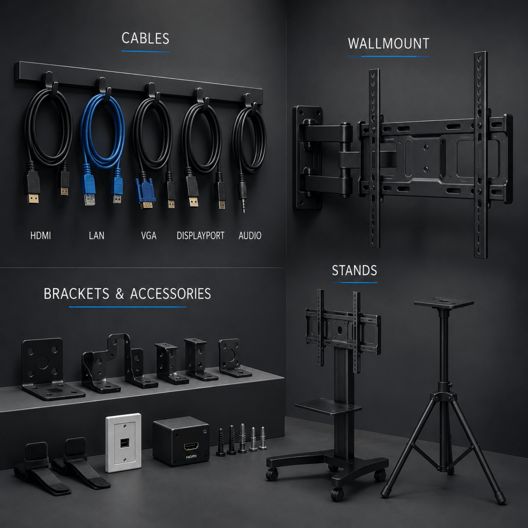 tv stand , bracket, HDMI cables and AV accessories tv stand , bracket, HDMI cables and AV accessories