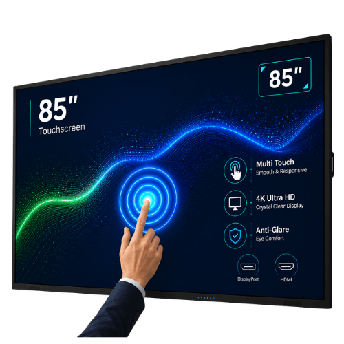 85 inch touchscreen display rental Ahmedabad with large interactive digital panel and touch interface