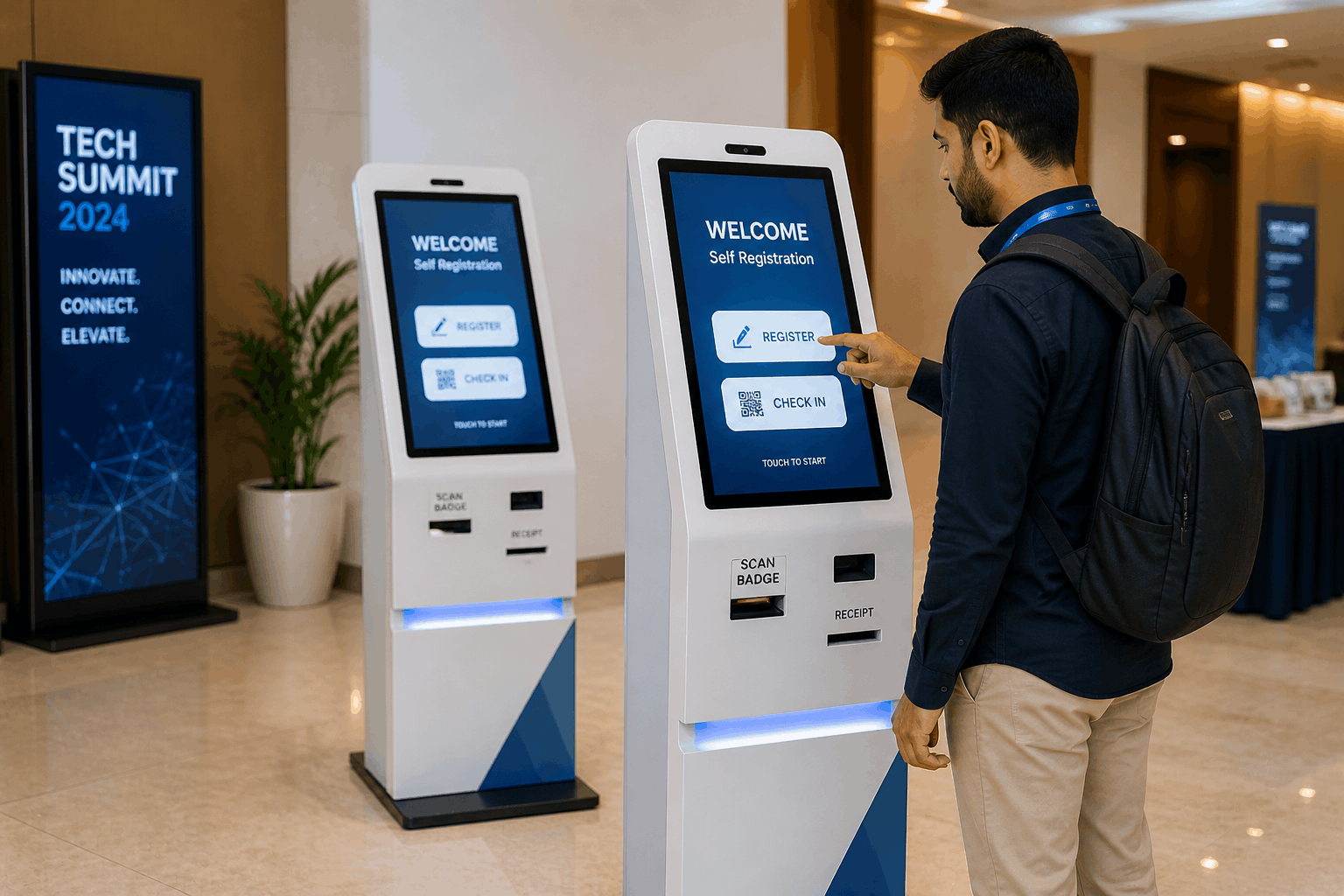 Self registration kiosk for event check-in and badge scanning in Ahmedabad