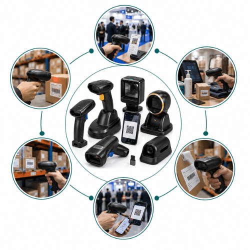 Barcode scanner rental services for warehouse retail exhibition and QR code registration systems in Ahmedabad