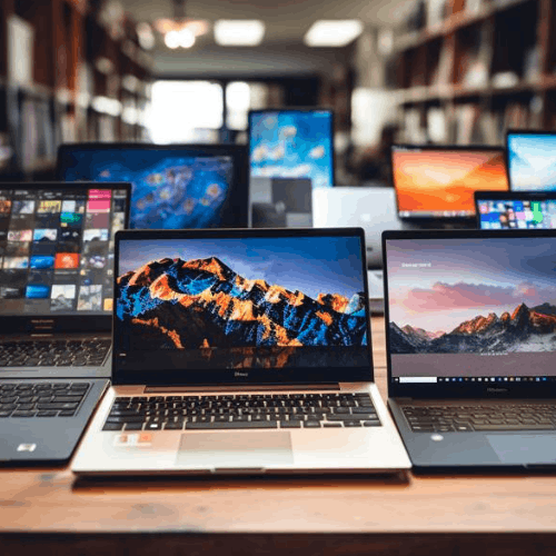 Multiple laptops setup for office rental services
